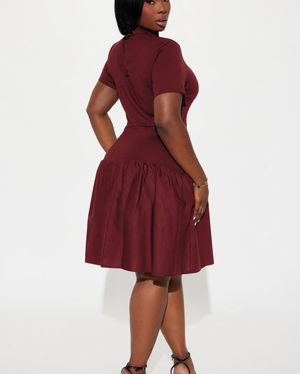Fashion Nova Kennedy Short Sleeve Drop Waist Women's Mini Dress