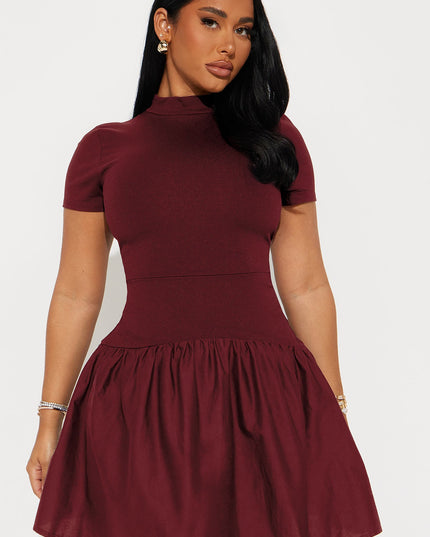 Fashion Nova Kennedy Short Sleeve Drop Waist Women's Mini Dress