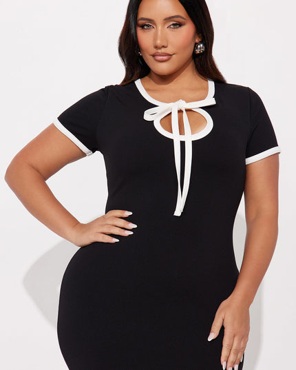 Fashion Nova Set The Bar Short Sleeve Women's Midi Dress