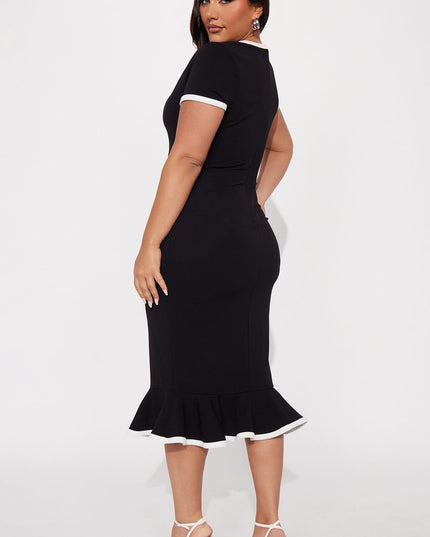 Fashion Nova Set The Bar Short Sleeve Women's Midi Dress