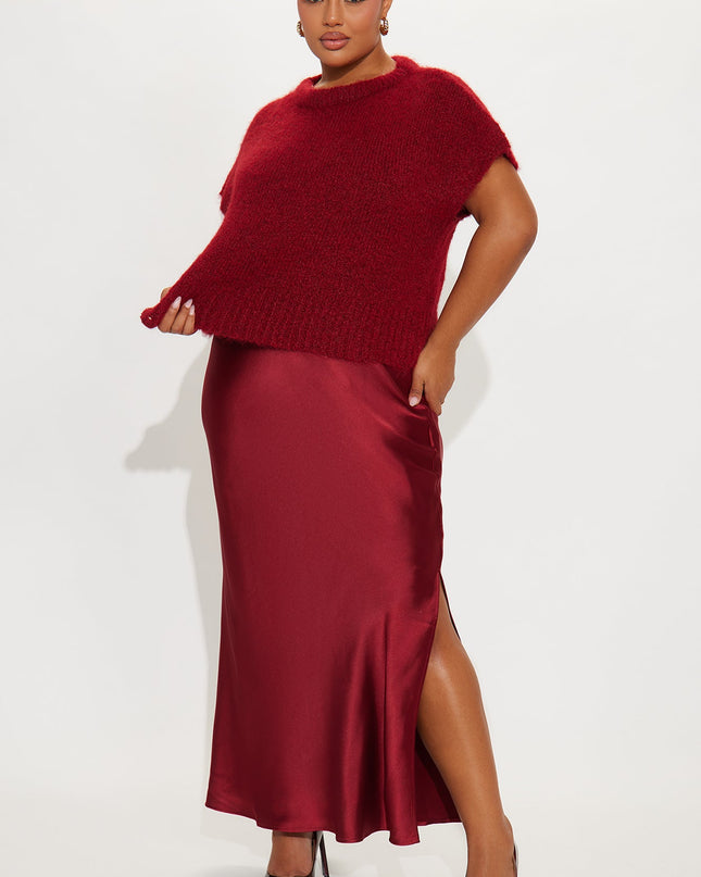 Fashion Nova Found You Satin Sweater Women's Maxi Dress Set