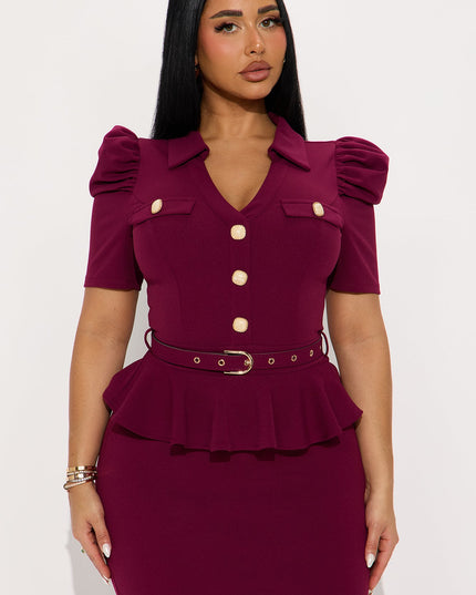 Fashion Nova Kathryn Ruffle Sleeve Women's Knit Crepe Midi Dress
