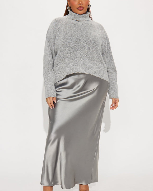 Fashion Nova Always Near Satin Sweater Women's Maxi Dress Set