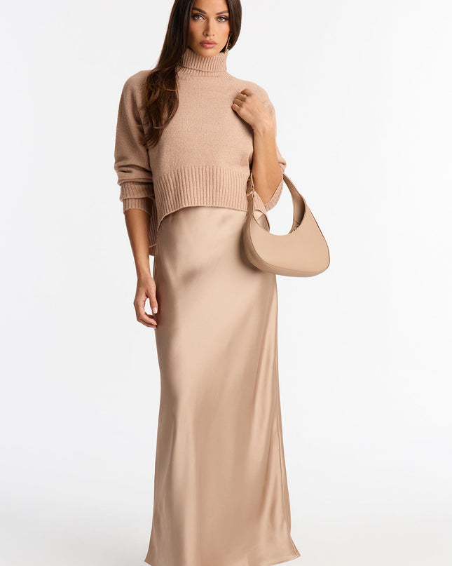 Fashion Nova Always Near Satin Sweater Women's Maxi Dress Set