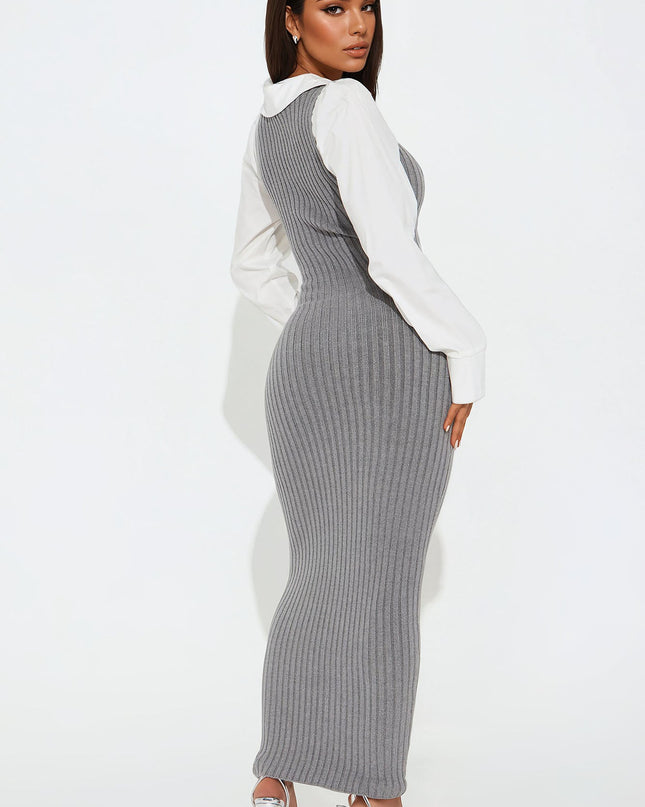 Fashion Nova Take You Serious Long Sleeve Women's Sweater Maxi Dress