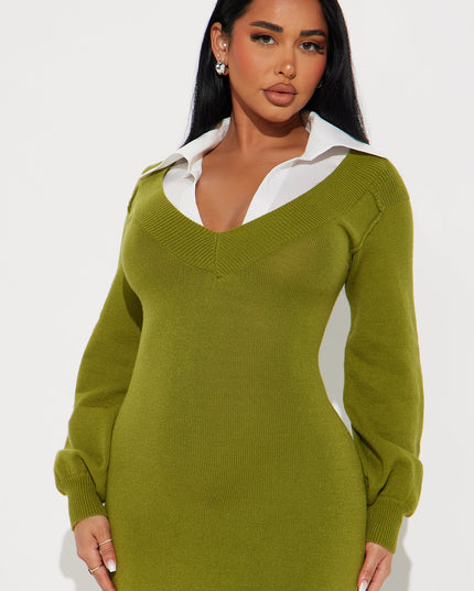 Fashion Nova Bailey Collared Sweater Women's Maxi Dress