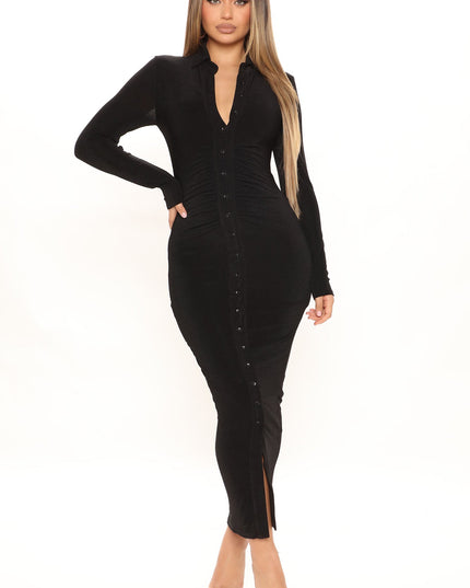 Fashion Nova Silky Smooth Long Sleeve Women's Slinky Dress