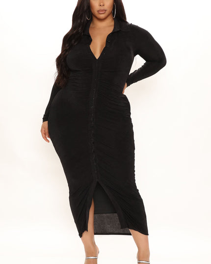 Fashion Nova Silky Smooth Long Sleeve Women's Slinky Dress