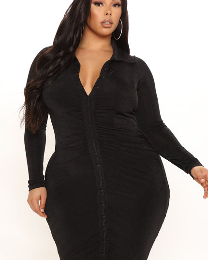 Fashion Nova Silky Smooth Long Sleeve Women's Slinky Dress