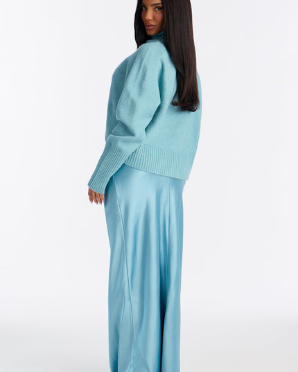 Fashion Nova Always Near Satin Sweater Women's Maxi Dress