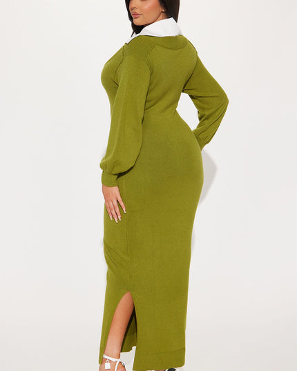 Fashion Nova Bailey Collared Sweater Women's Maxi Dress