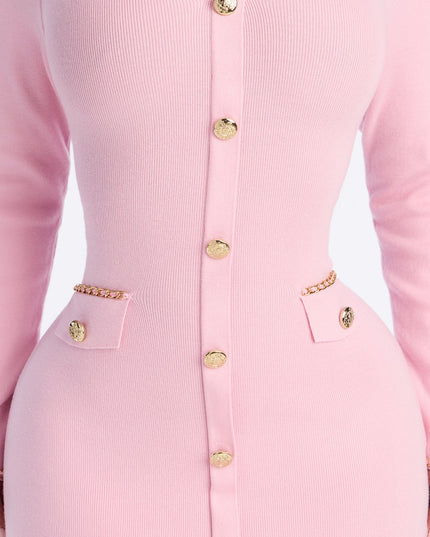 Fashion Nova All The Riches Women's Sweater Mini Dress Pink
