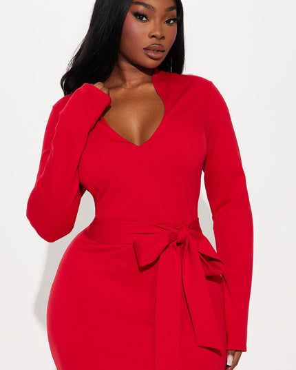 Fashion Nova Flourish And Finesse Women's Belted Midi Dress