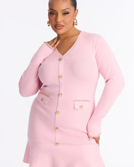 Fashion Nova All The Riches Women's Sweater Mini Dress Pink