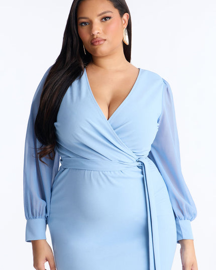 Fashion Nova Renee Surplice Tie Waist Women's Midi Dress