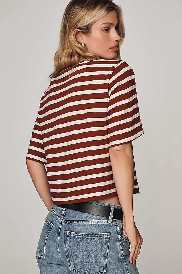Maeve Corey Women's Cotton Boxy Cropped Tee
