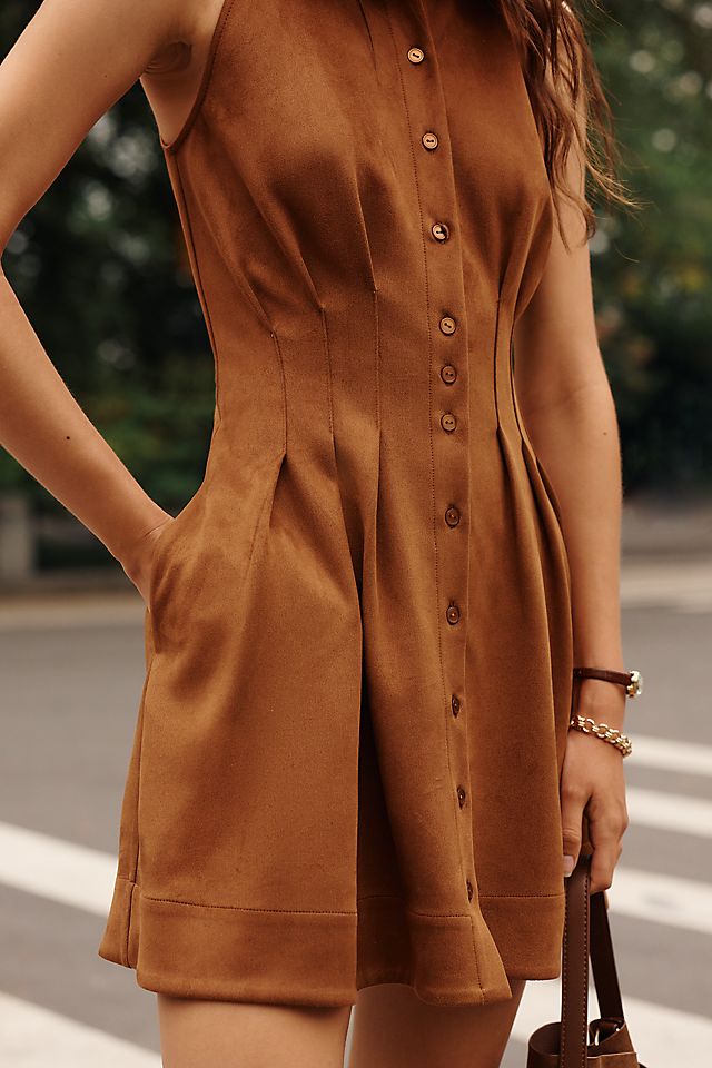 Exquise Tobie Women's Faux-Suede Pintuck Mini Dress