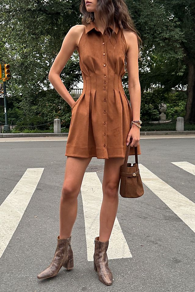 Exquise Tobie Women's Faux-Suede Pintuck Mini Dress