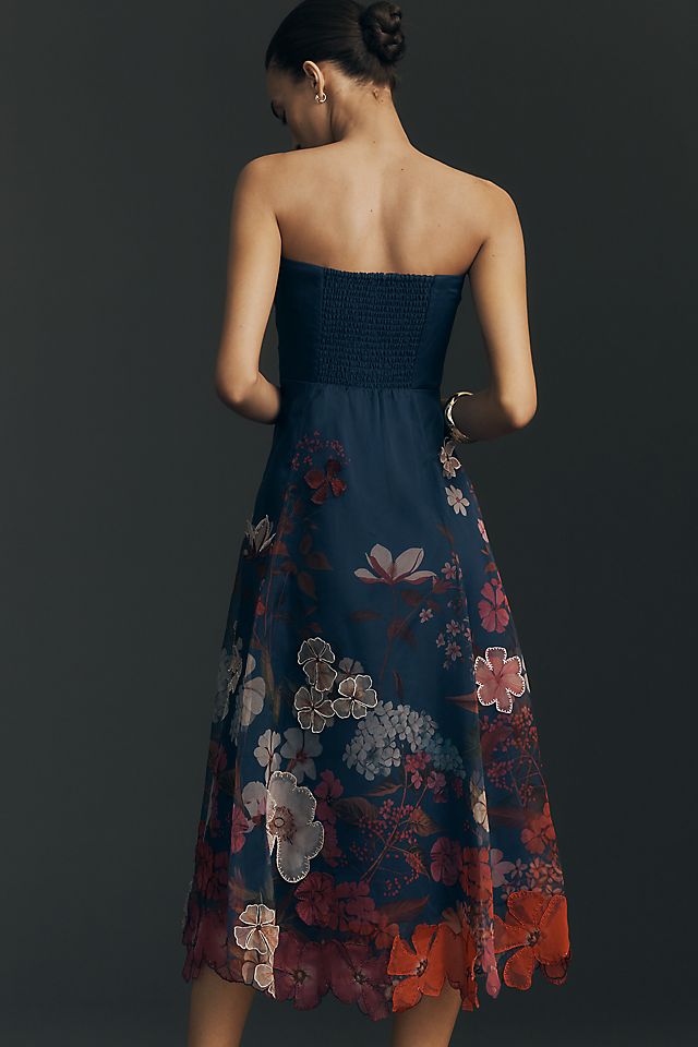 Maeve Women's Floral Chiffon Strapless Midi Dress