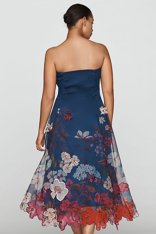 Maeve Women's Floral Chiffon Strapless Midi Dress