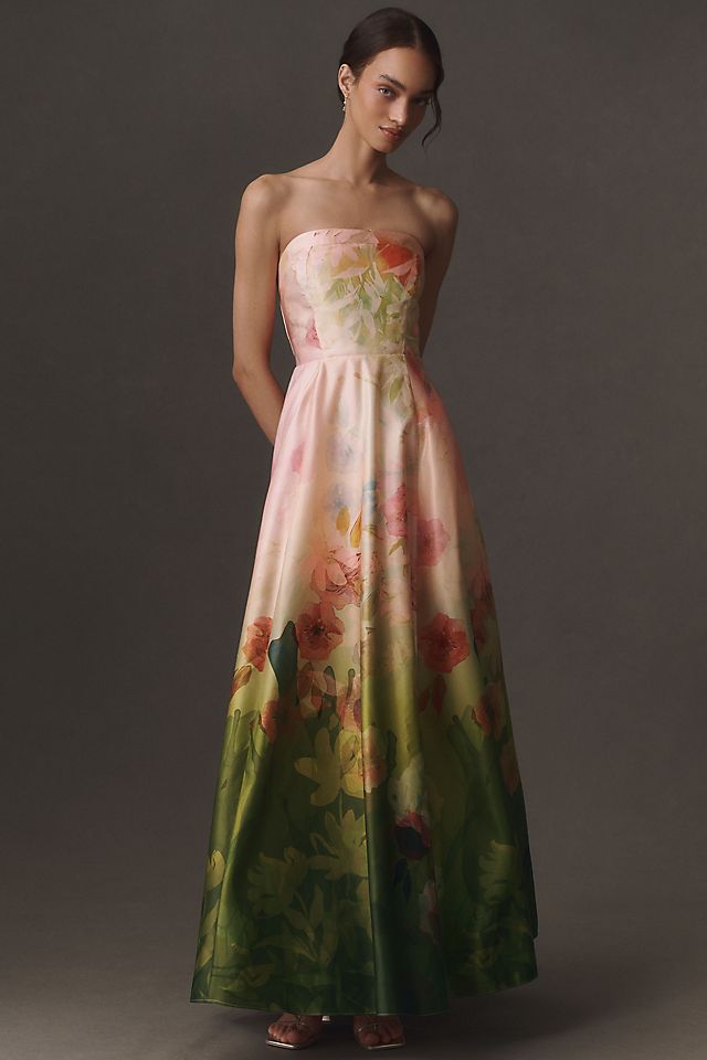 BHLDN Kira Women's Strapless Satin Maxi Dress