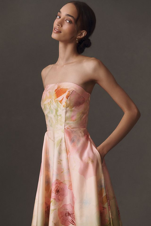 BHLDN Kira Women's Strapless Satin Maxi Dress