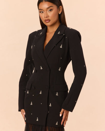 Fashion Nova So Drama Women's Embellished Blazer Maxi Dress