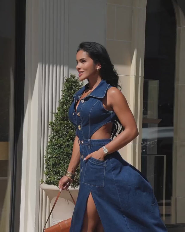 Fashion Nova Amelia Women's Denim Maxi Dress